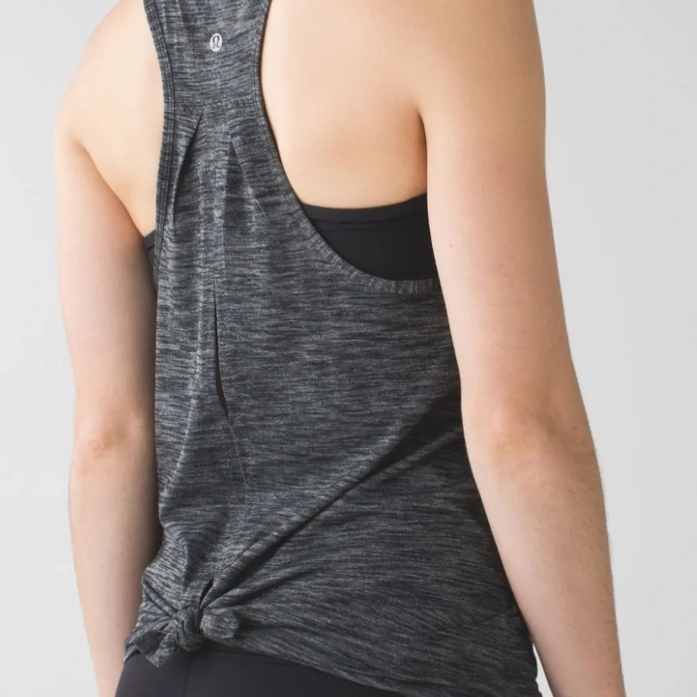 Lululemon salute the sun tank open back racerback grey healthered